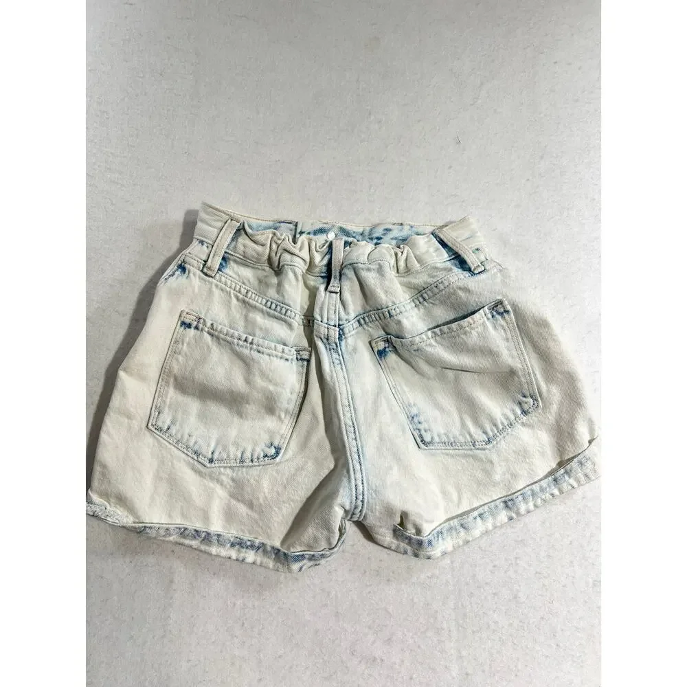 Old Navy Denim Shorts Girl's 14 Distressed Acid Washed Elastic Adjustable Waist